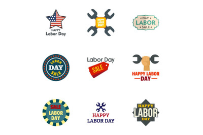 Labor day logo set, flat style