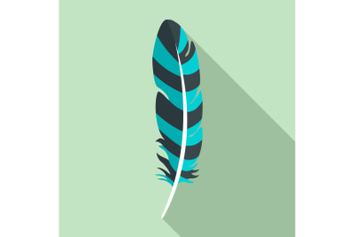 Rainbow feather icon, flat style
