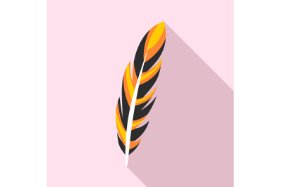 Bright feather icon, flat style