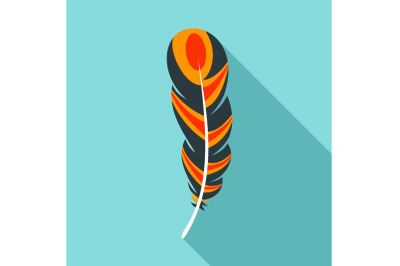 Animal feather icon, flat style