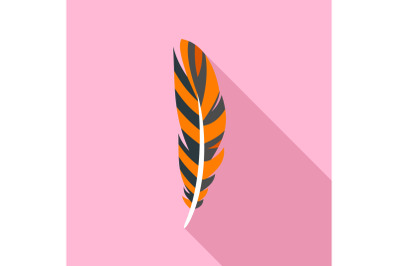 Decorative feather icon, flat style