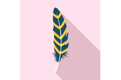 Bohemian feather icon, flat style