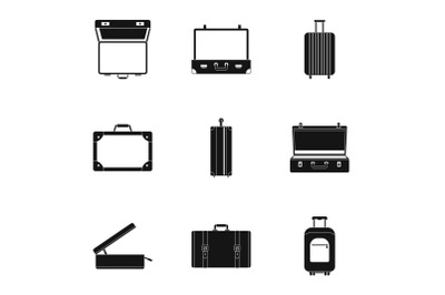 Briefcase icon set, simple style