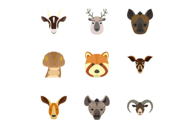Animal icon set, flat style