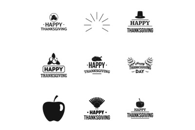 Thanksgiving logo set, simple style