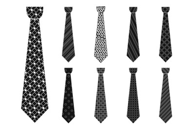 Elegant tie icon set, simple style