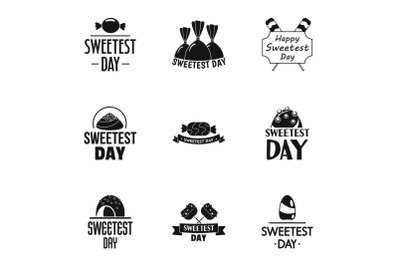 Sweet day logo set, simple style