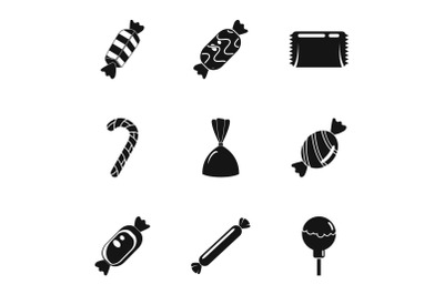 Candy icon set, simple style