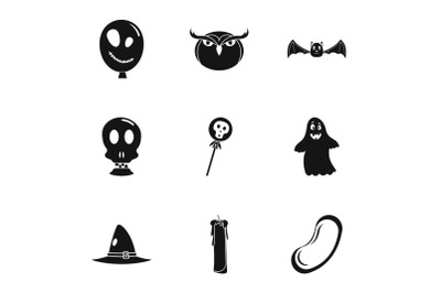Halloween icon set, simple style