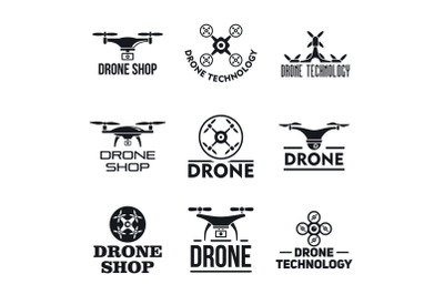 Drone logo set, simple style