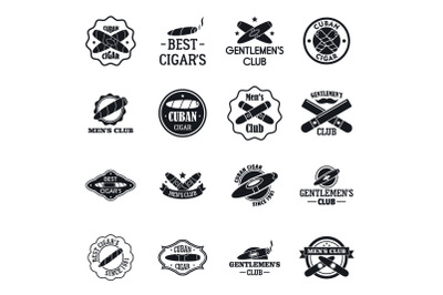 Cigar logo set, simple style