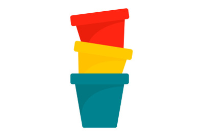 Plant pot icon, flat style