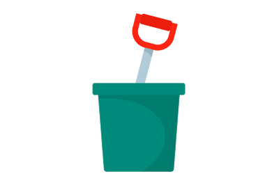 Pot with spade icon, flat style
