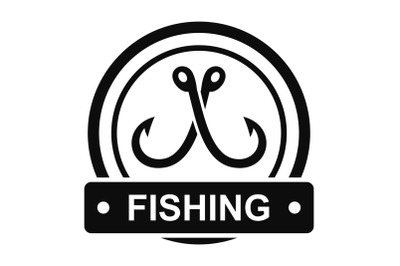 Crossed fishing hook logo, simple style