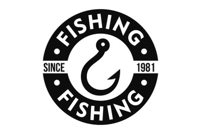 Fishing hook club logo, simple style