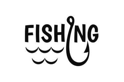 Lake fishing hook logo, simple style