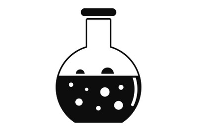 Chemical round flask icon, simple style