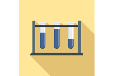 Test tube on stand icon, flat style