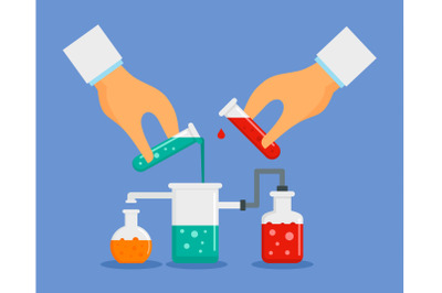 Start chemical experiment concept background, flat style