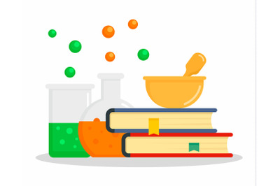 Chemistry book concept background, flat style