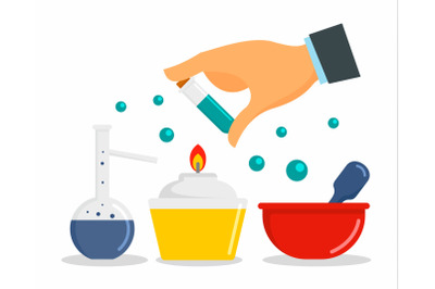 Chemical laboratory concept background, flat style