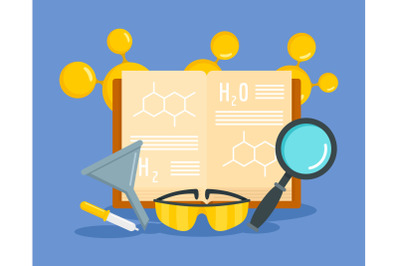 Chemical science concept background, flat style