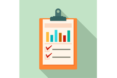 Checklist graph icon, flat style