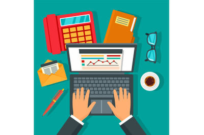 Accounting day concept background, flat style