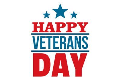 Happy veterans day logo, flat style