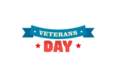 Ribbon veterans day logo, flat style