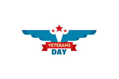 Wings veterans day logo, flat style