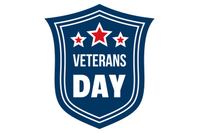 Emblem veterans day logo, flat style