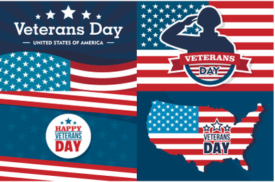 Veterans day banner set, flat style