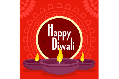 Happy divali concept background, flat style