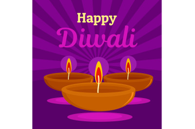 Happy indian divali concept background, flat style