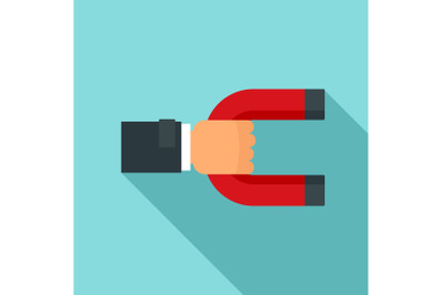 Magnet customer retention icon, flat style