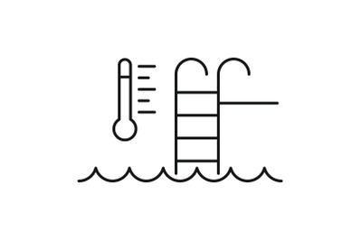 Auto temperature pool control icon, outline style
