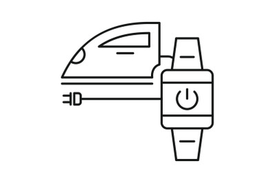 Smart home iron icon, outline style