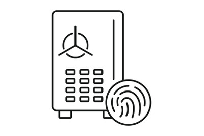 Fingerprint money safe icon, outline style