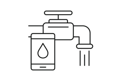 Control home water tap icon, outline style