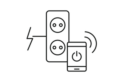 Smart control electricity icon, outline style