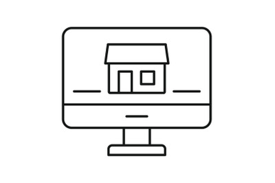 Monitor house security icon, outline style