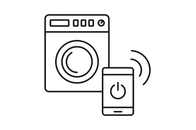 Smart wash machine icon, outline style