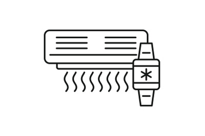 Air conditioner smart control icon, outline style