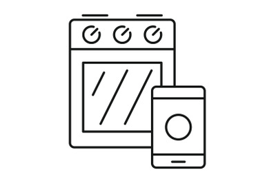 Smart cooker stove icon, outline style