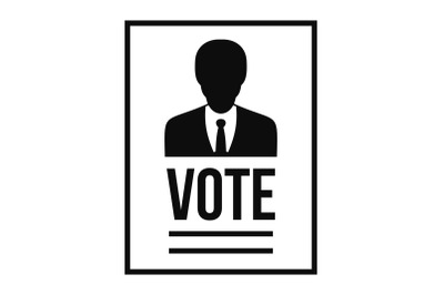 Vote candidate paper icon, simple style