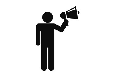 Man hand speaker icon, simple style