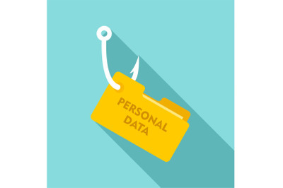 Phishing personal data icon, flat style
