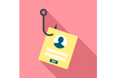 Phishing personal account icon, flat style
