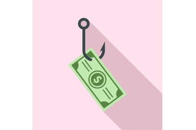 Phishing money icon, flat style